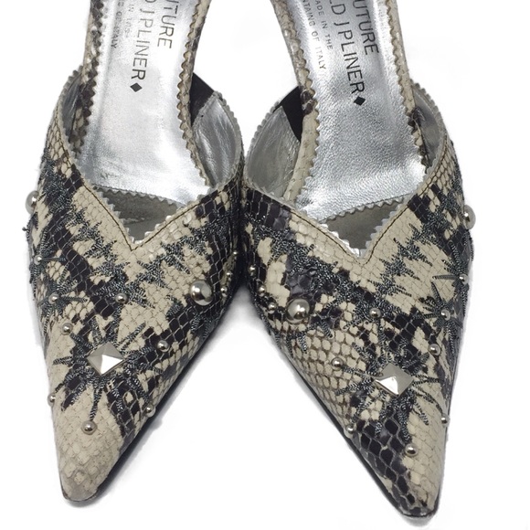 SOLD ❌ Donald J Pliner Couture Croc Mules snake heels - Picture 6 of 8
